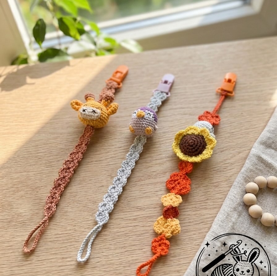 Attache tétine crochet – fait main – modèle au choix