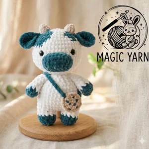 Peluche vache au crochet – fait main, amigurumi unique