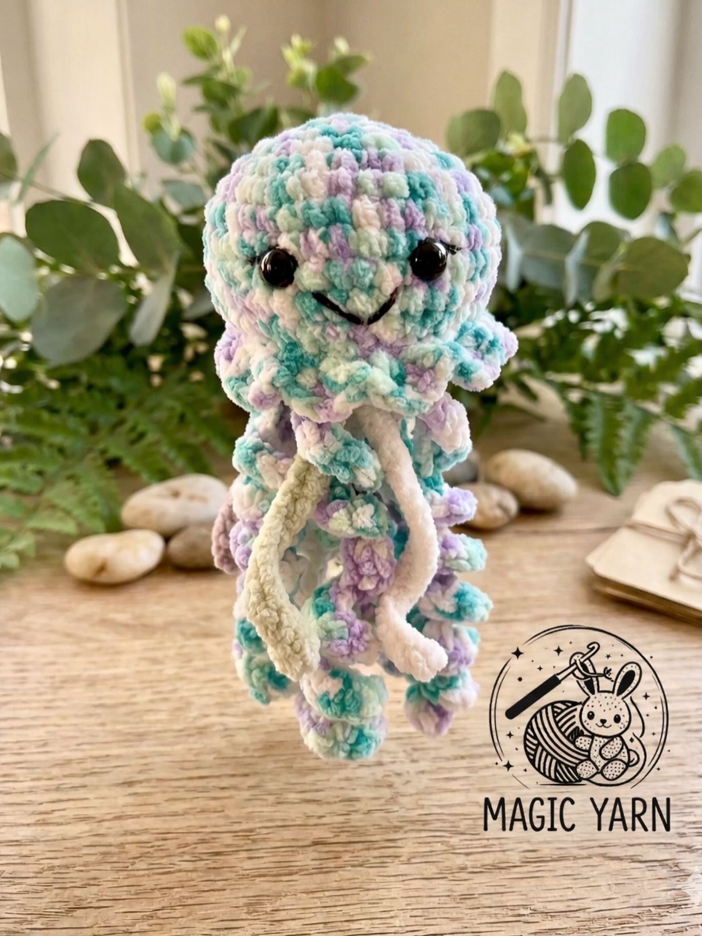 Méduse crochet pastel – amigurumi fait main – décoration chambre